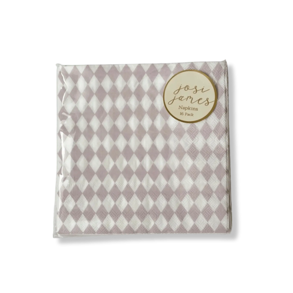 Pink Bavarian Check Large Disposable Paper Napkins (16pcs)
