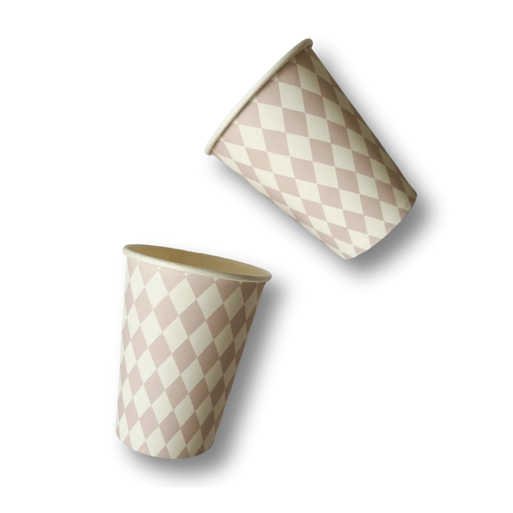 Pink Bavarian Checkered Cups (8pcs)