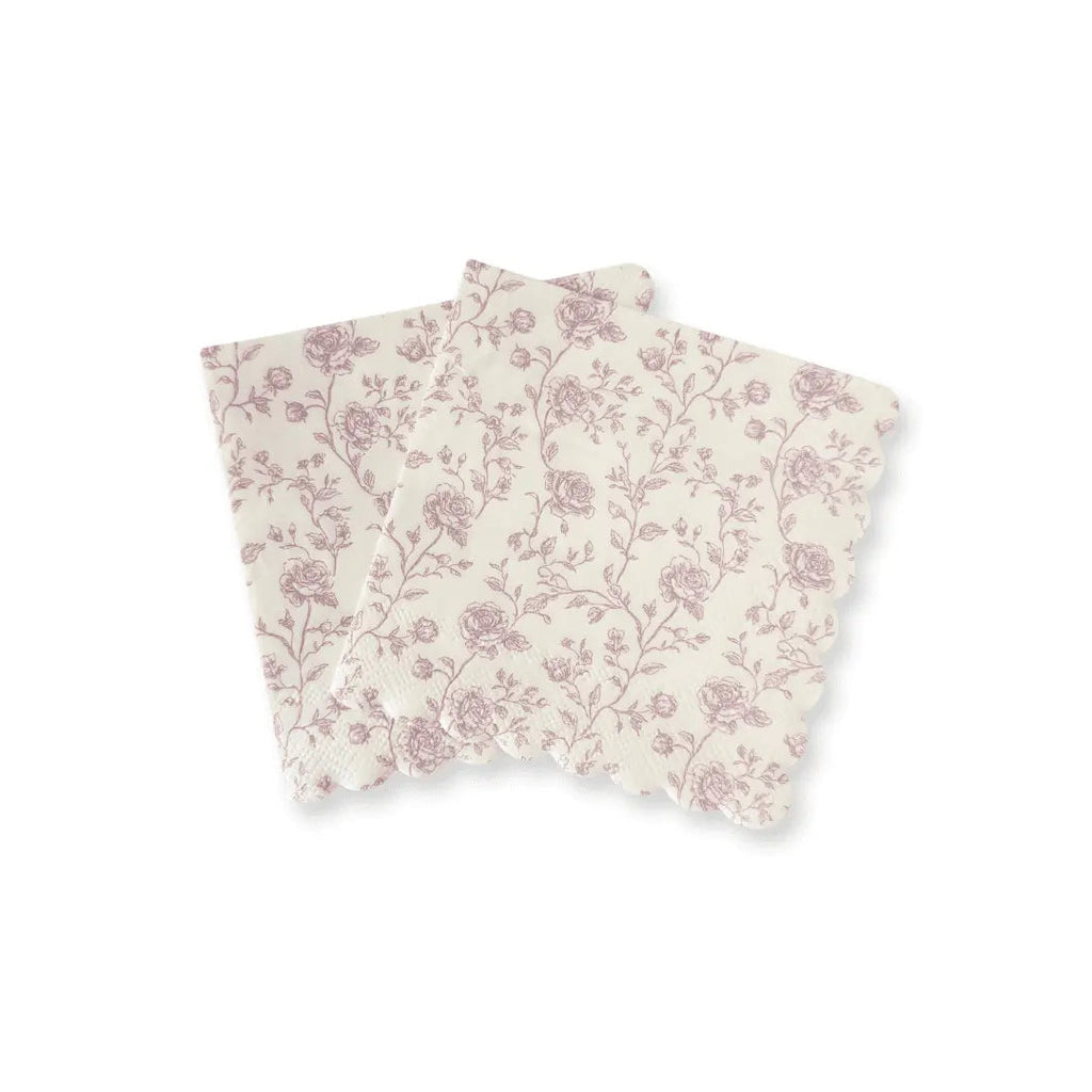 Pink Toile Cocktail Napkins, 12pcs