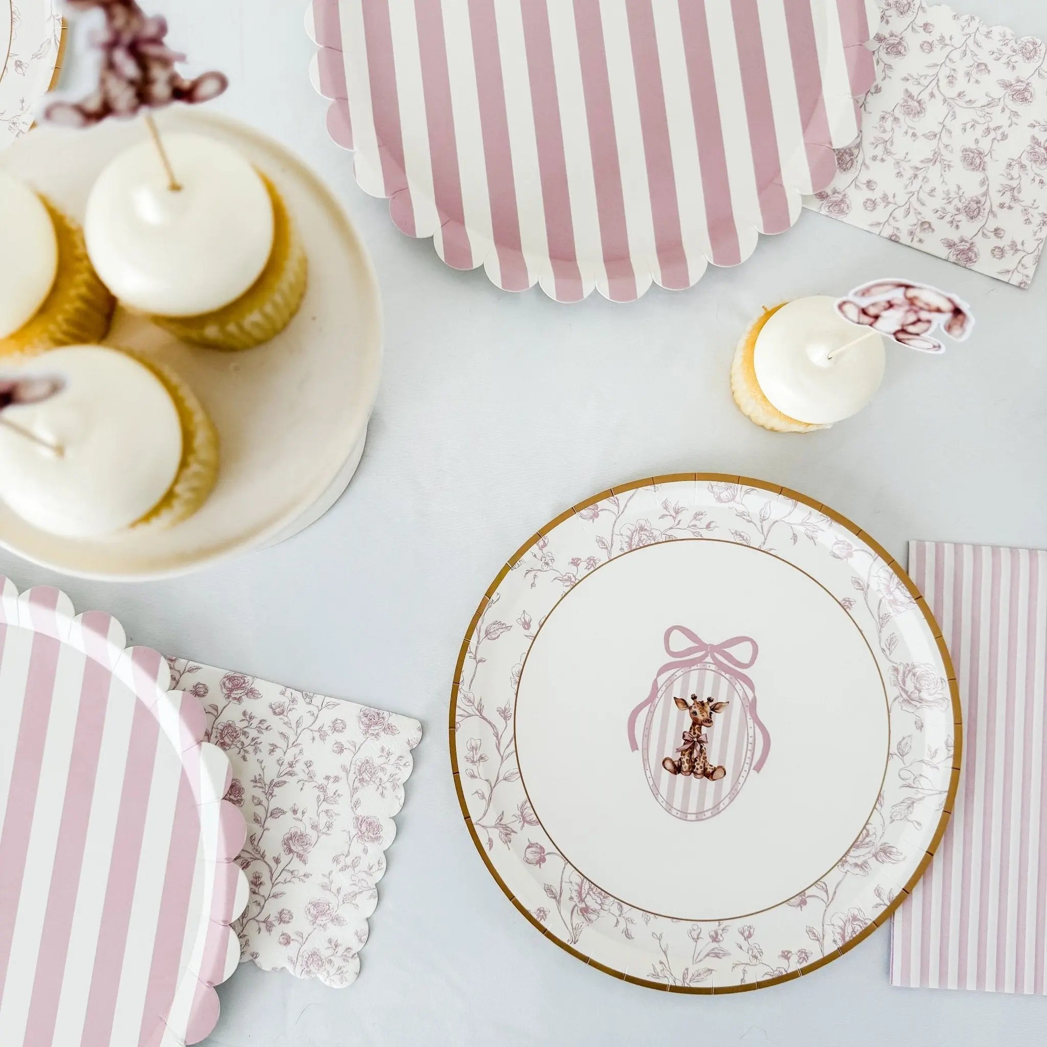 Pink Toile Cocktail Napkins, 12pcs