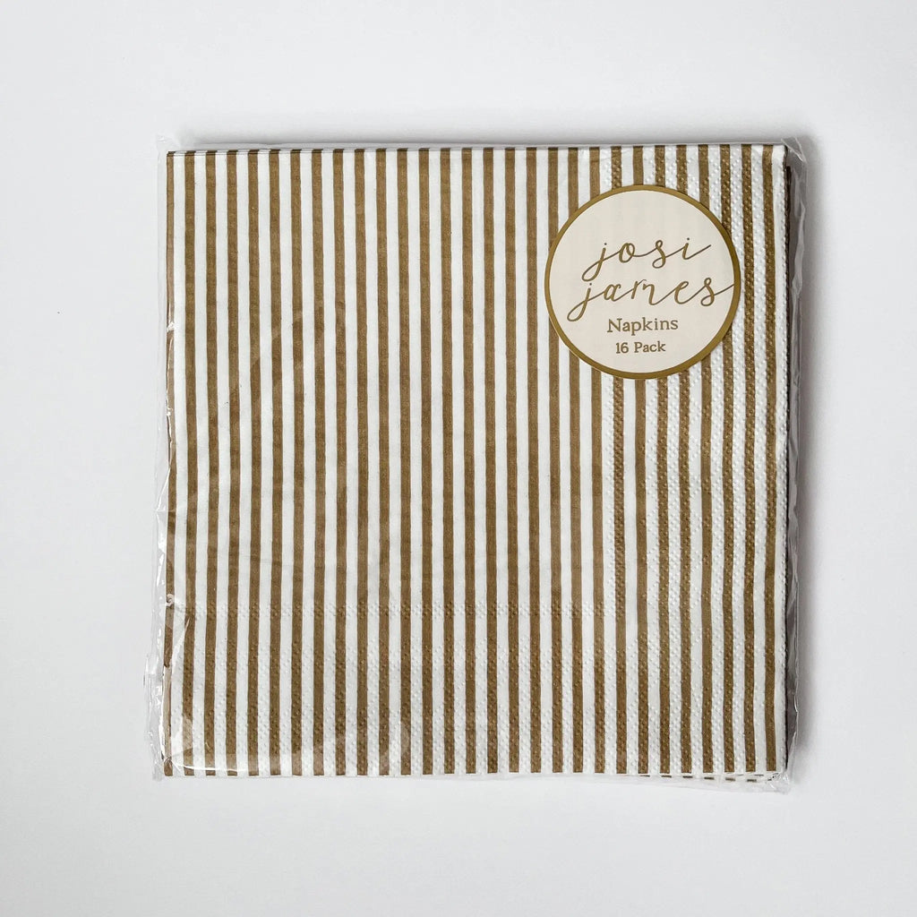 Pinstripe Gold Matte Large Disposable Paper Napkins (16pcs)