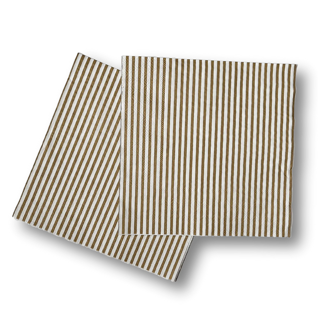 Pinstripe Gold Matte Large Disposable Paper Napkins (16pcs)