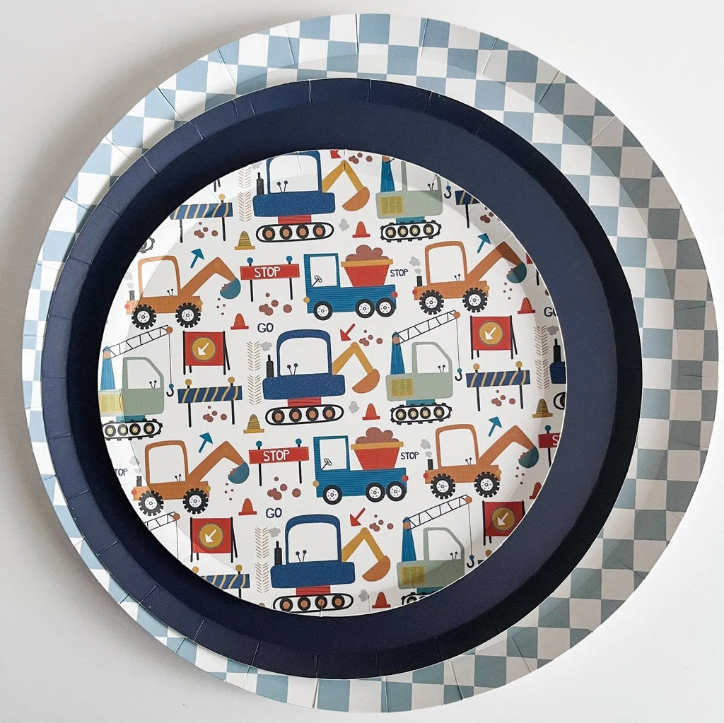 Premium Checkered Blue Plate (12pcs)