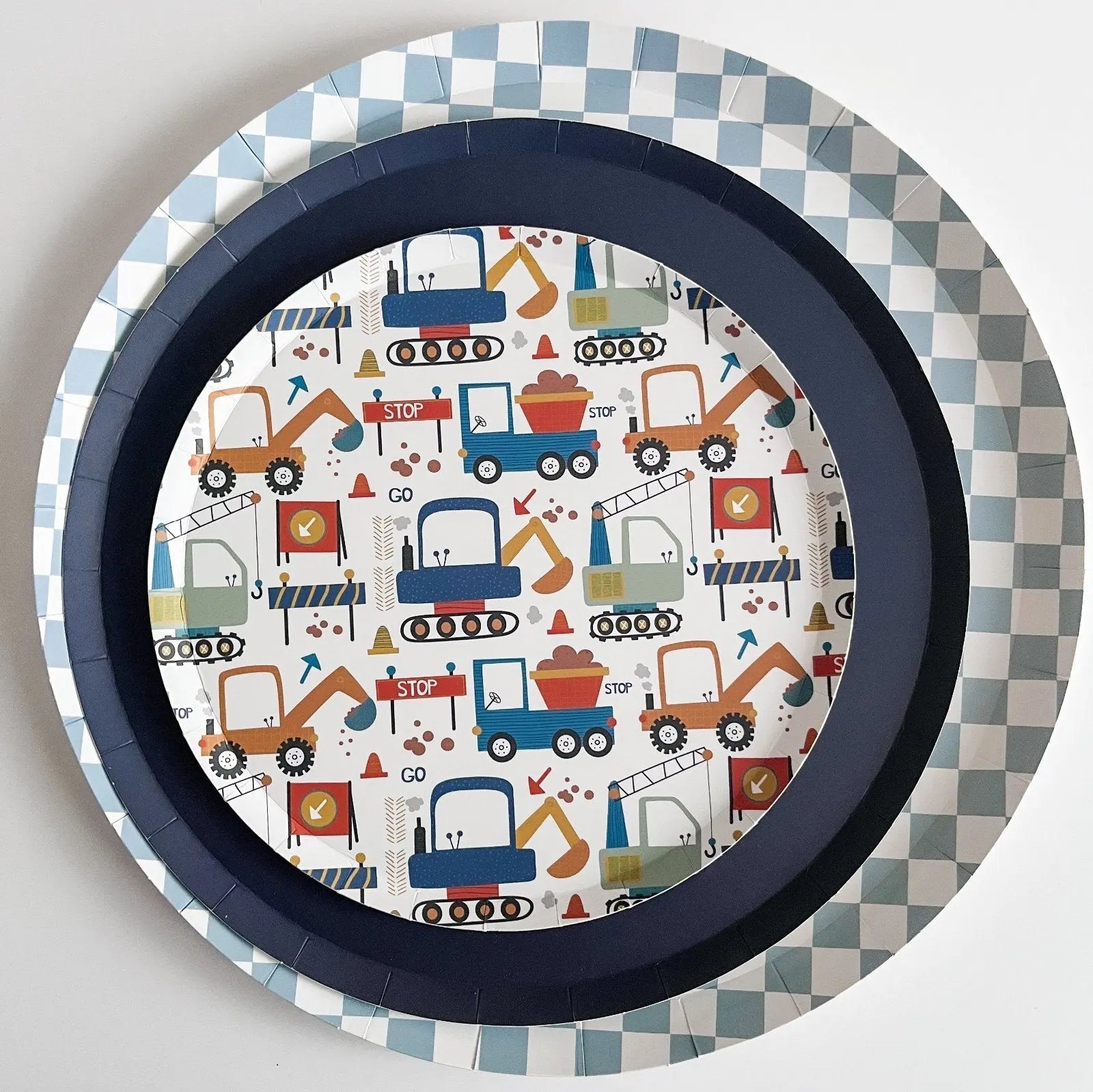 Premium Checkered Blue Plate (12pcs)