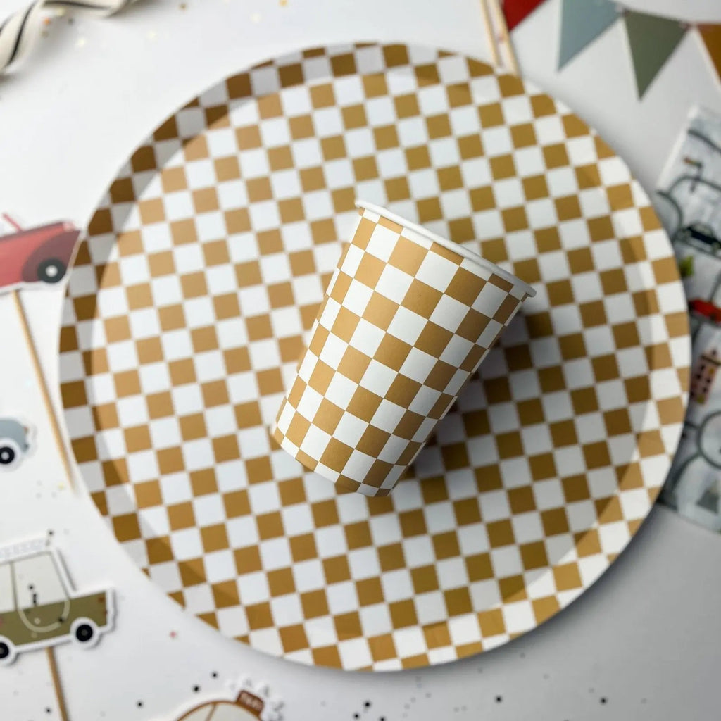 Premium Checkered Gold Matte Plate (8pcs)