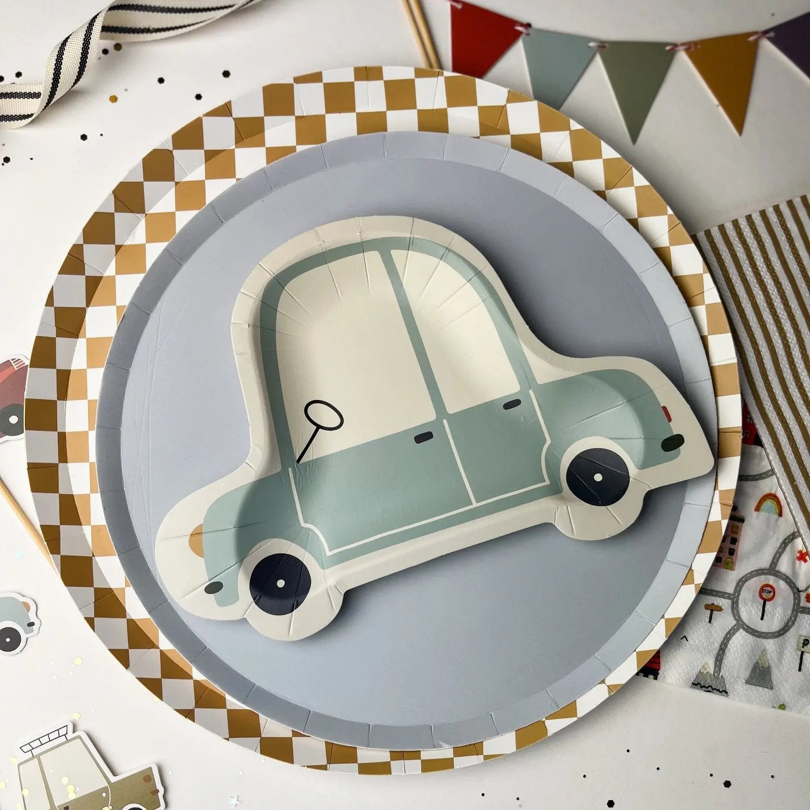 Premium Checkered Gold Matte Plate (8pcs)
