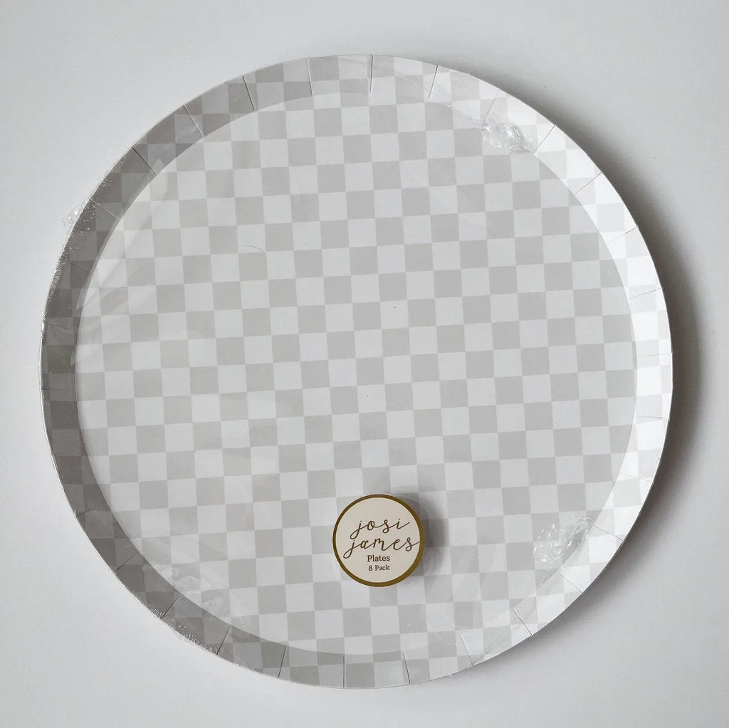 Premium Checkered Light Gray Plate (8pcs)
