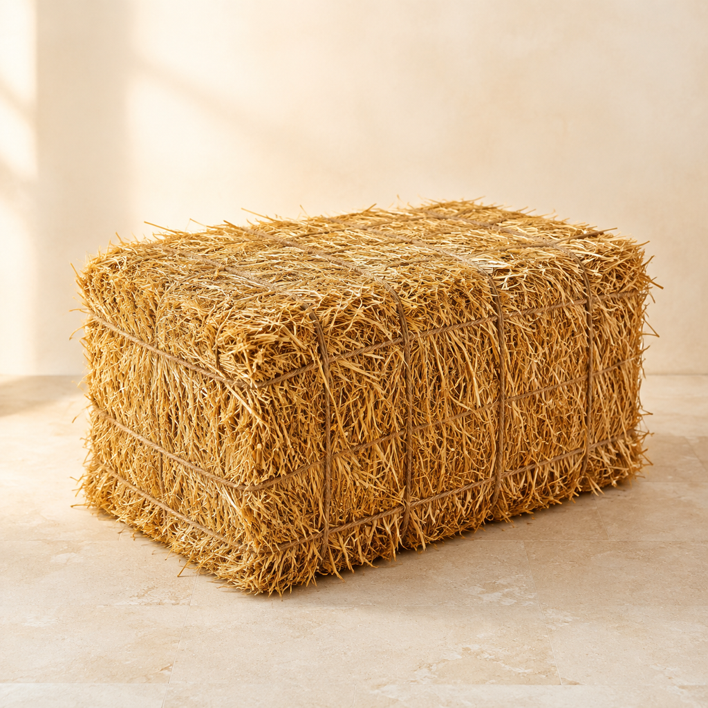 One rectangular golden straw bale
