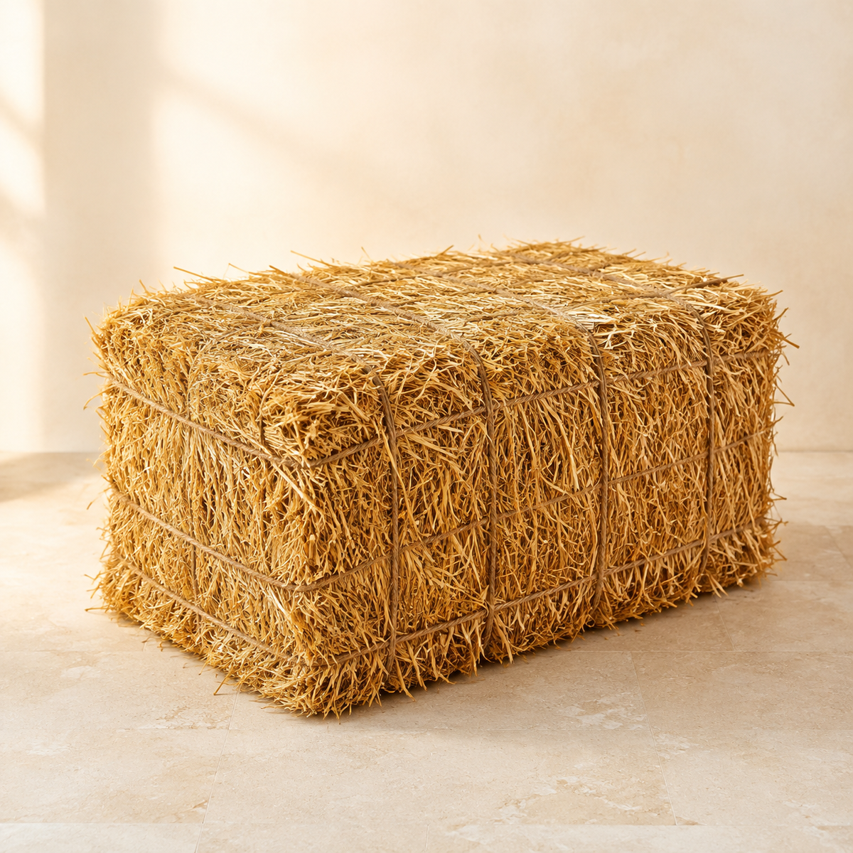 One rectangular golden straw bale