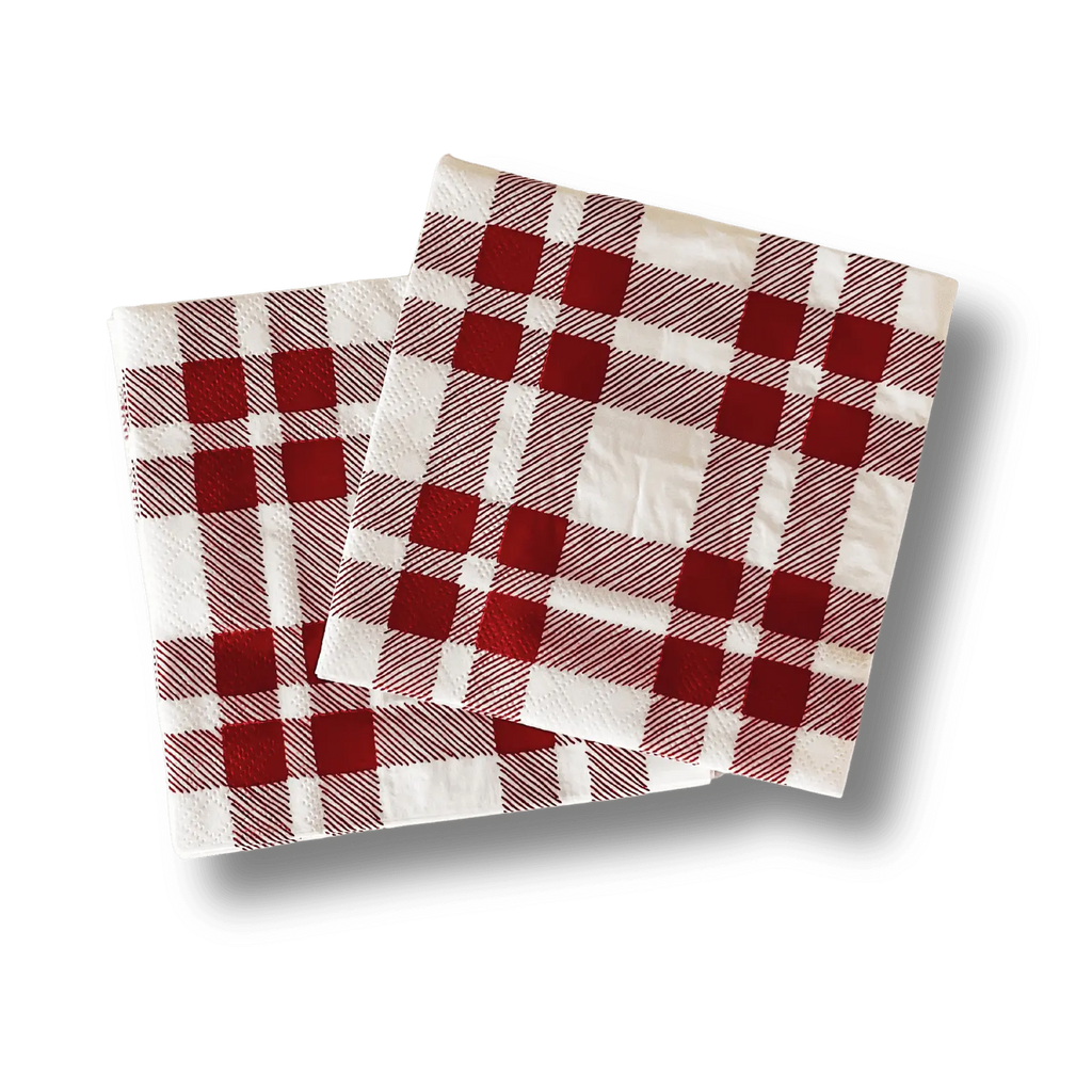 Red Plaid Small Disposable Paper Napkins (16pcs)
