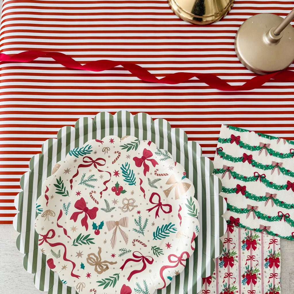 Ribbons & Cheer Bow Christmas Plates (12pcs)