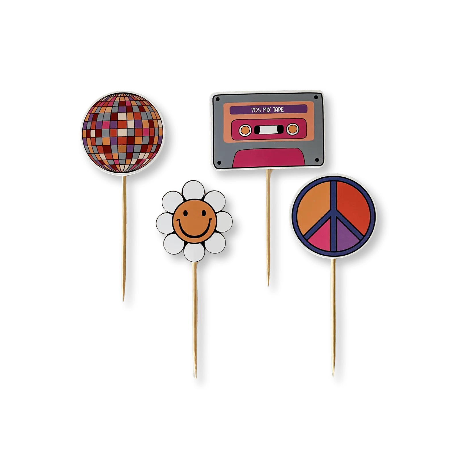 Retro Groovy Cupcake Toppers